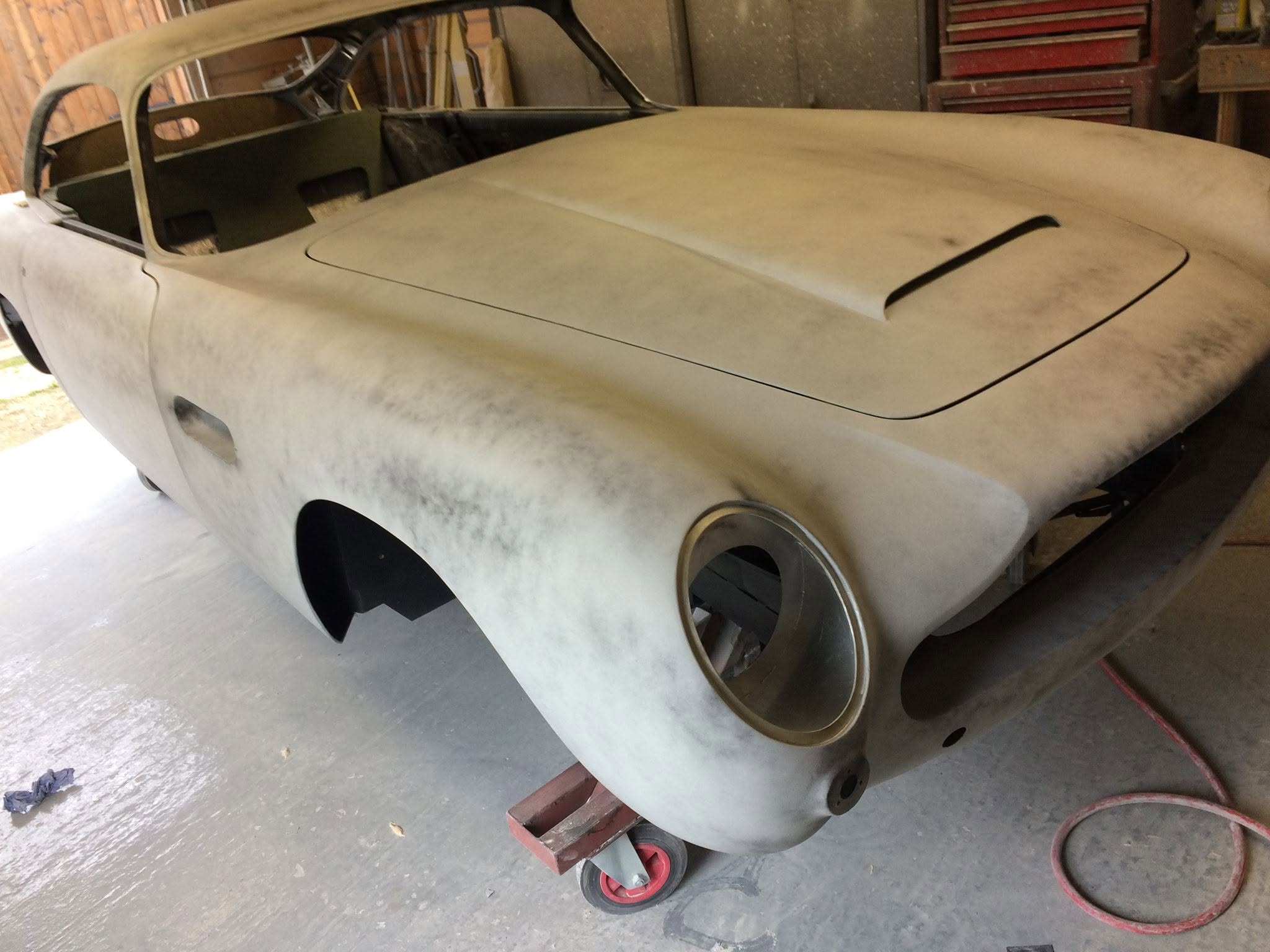 Aston Martin DB5 body during preparation